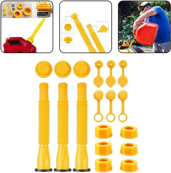 Vervangingsset Gasblik - Tuit Set - Brandstof Overgieten - Morsbestendig Ontwerp - 30x18x3 cm - Geel Zwart — afbeelding 4