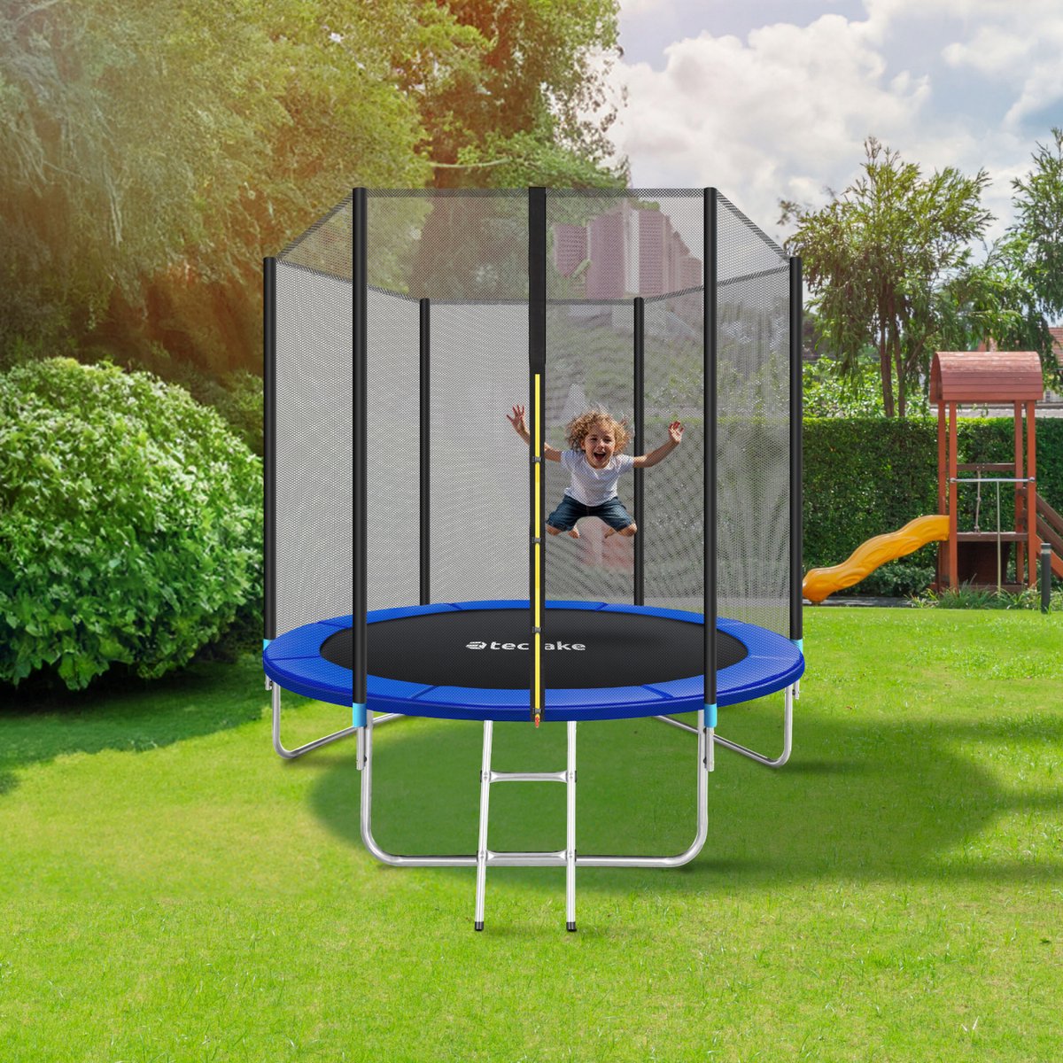 tectake® TÜV-geteste Trampoline met Veiligheidsnet - 244 cm - Kindertrampoline - Buitenspeelgoed - Sporttrampoline - Speeltoestel voor in de Tuin — afbeelding 5