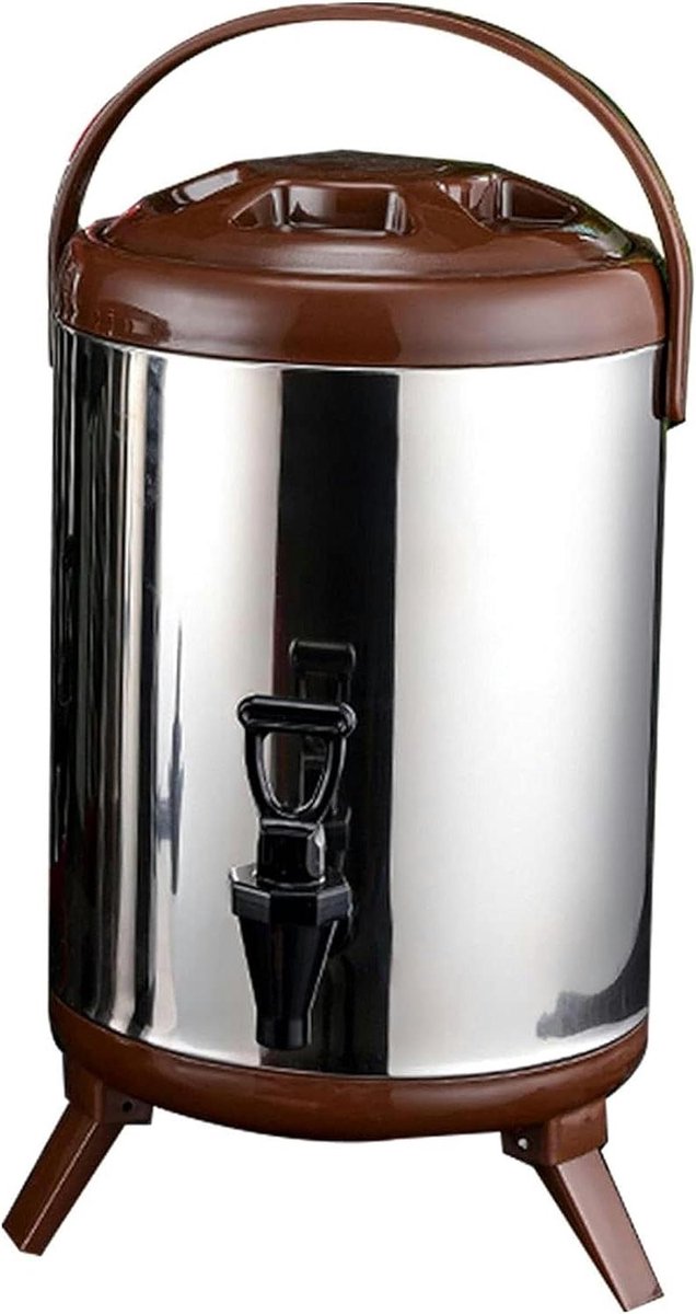 Heetwaterdispenser - Drankdispenser Isolatievat - Dranken Serveren - Dubbellaags Isolatie - 6L - Bruin