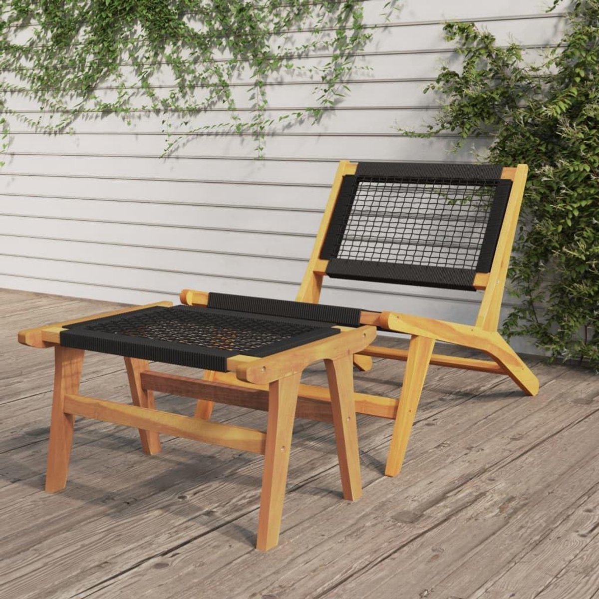 Tuinstoel met Voetenbank - Outdoor Stoel Teakhouten Stoel - Ontspannen in de tuin - Klassiek Design - Niet gespecificeerd