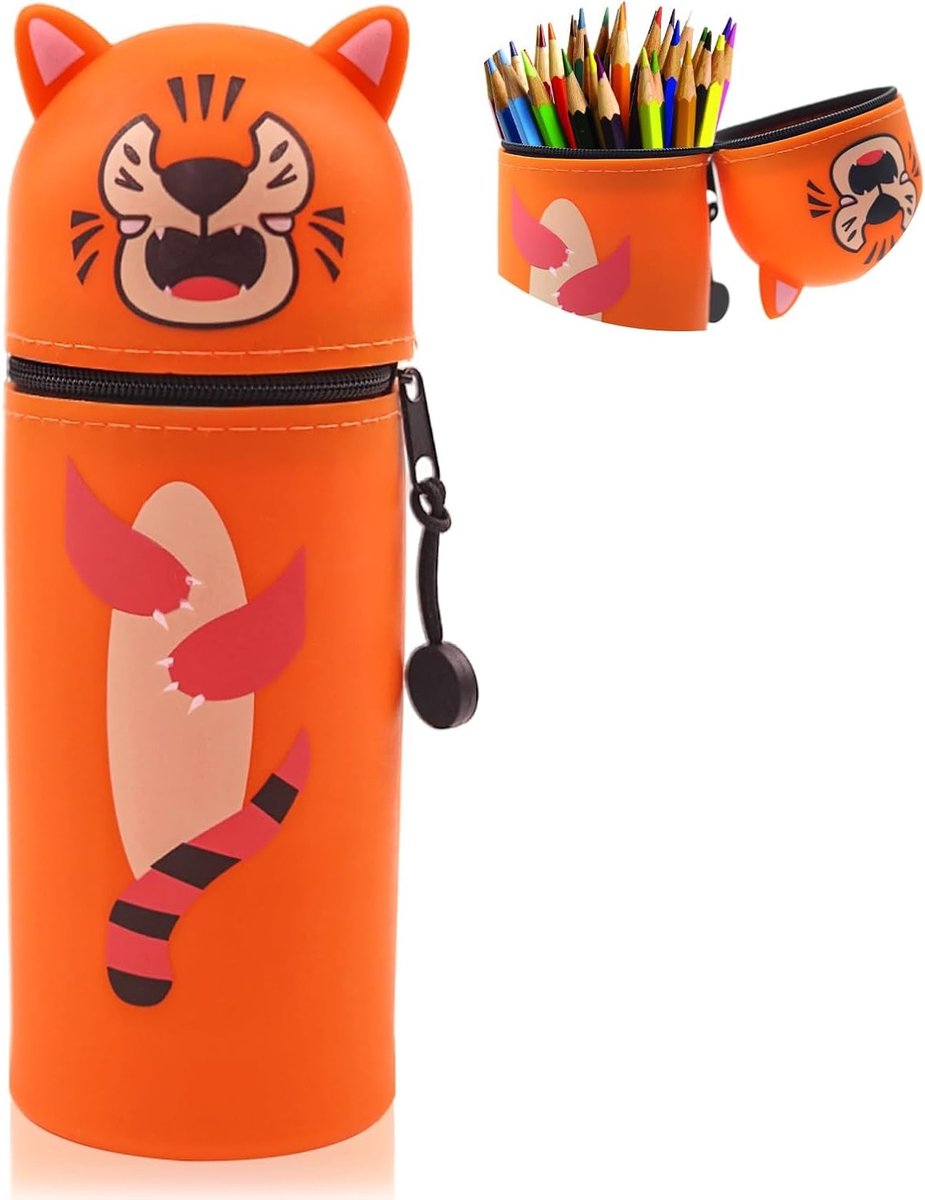 Zachte 2-in-1 Silicone Schooltas voor Kinderen - Retractable, Met Rits, Geschikt voor Meisjes en Jongens in Oranje