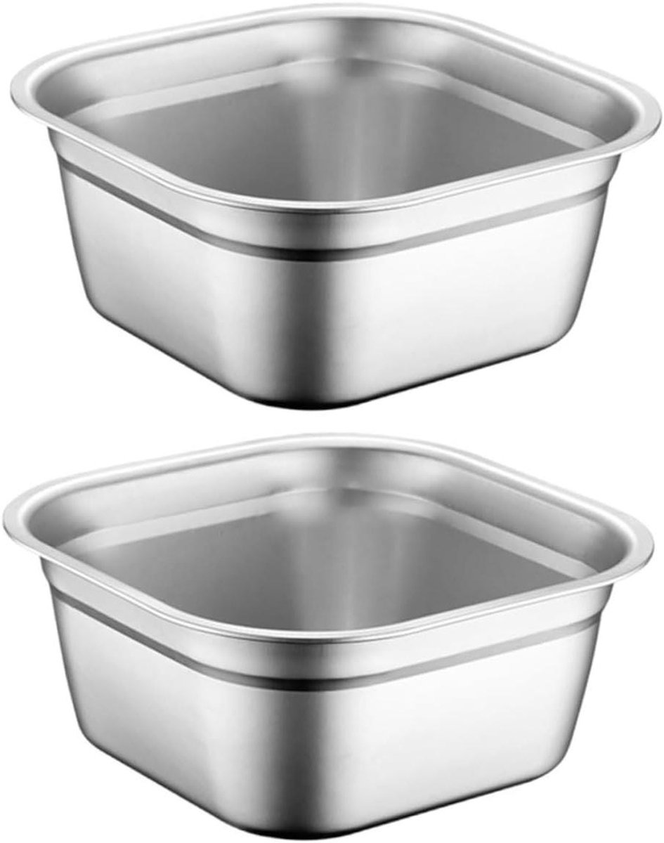 Roestvrijstalen Spoelbak - Keuken Mengkom - Voedsel Voorbereiden - Duurzaam Materiaal - 21 x 21 x 9 cm - Zilver