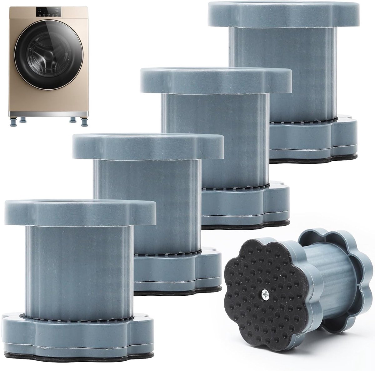 Universele Antivibratie Voetpads voor Wasmachine - Hoogteverhogende Matten, Vibration Dampers en Vloerbescherming tegen Stof en Schokken - 4 Stuks