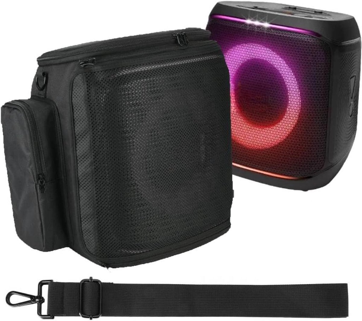 Draagbare Luidspreker Tas - Opbergkoffer Beschermhoes - Muziek Luisteren Onderweg - Verstevigd Ontwerp - 27.5 cm Lengte - Zwart