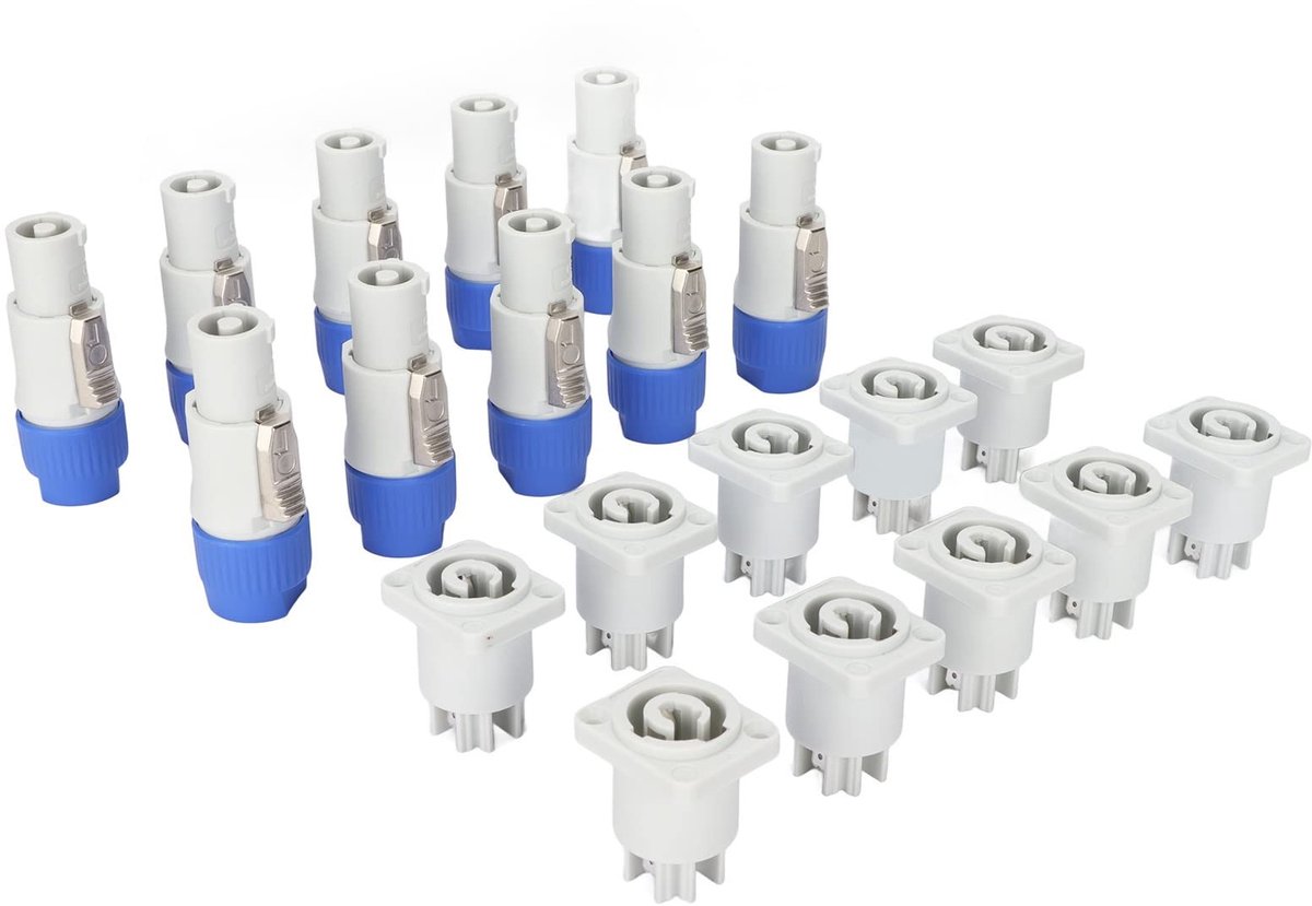 Dailygoody - OmGoods - Dailygoody - 3-pins AC PowerCon Connectoren - Plug-and-play Adapter - Grijs - Luidsprekervoeding - Voor Podiumverlichting - 10x Mannelijke & 10x Vrouw...