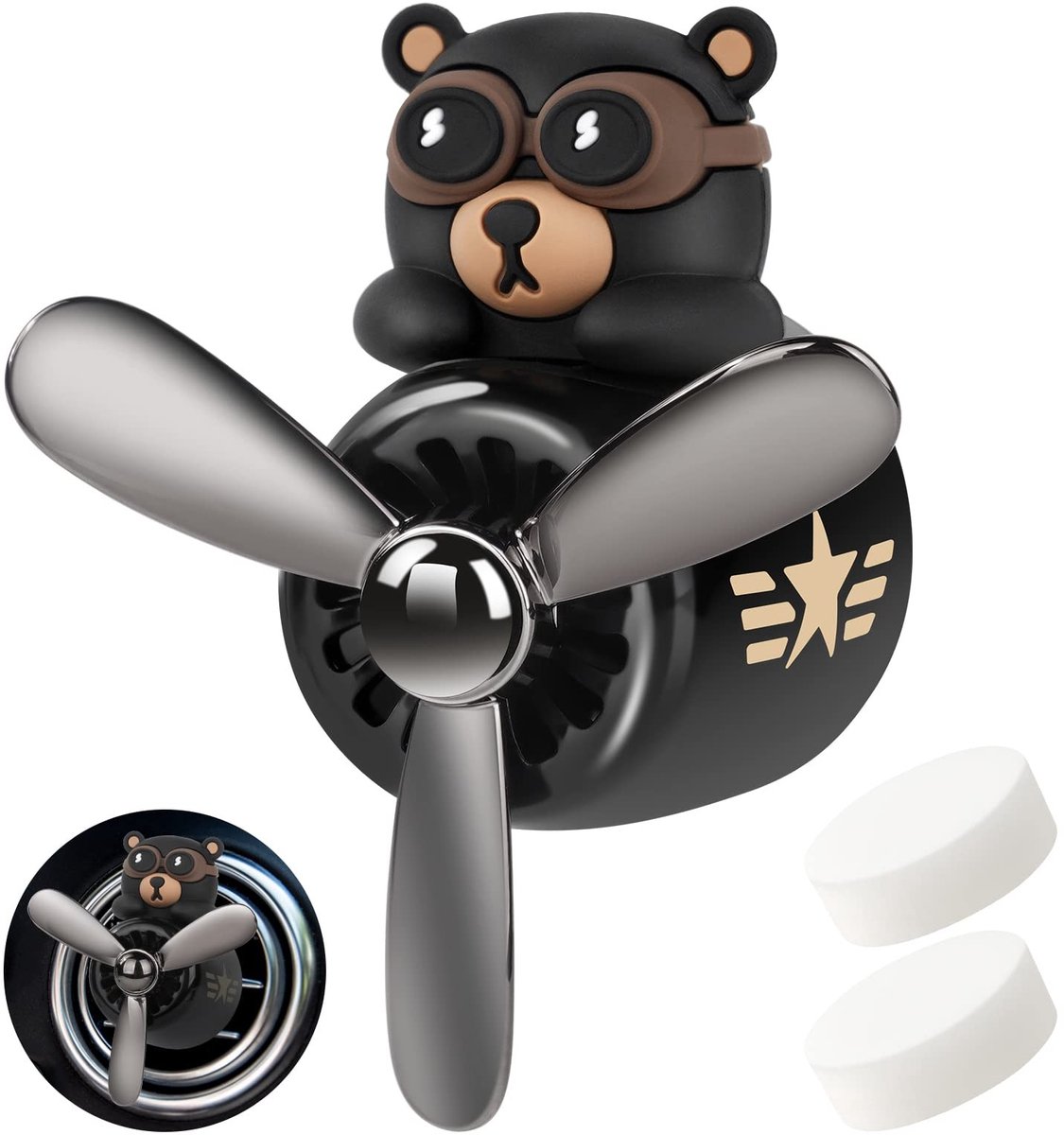 Dailygoody - Auto Diffuser - Luchtverfrisser - Cartoon Beer Pilot - Aromatherapie - Interieur Decoratie - Geurtabletten - Geschikt voor Auto