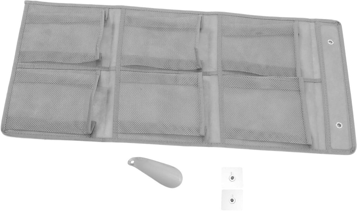 Wandgemonteerde Schoenorganizer - Schoenenrek Deur - Ruimte Besparen - Transparante Mesh Vakken - 765 x 34 cm - Grijs