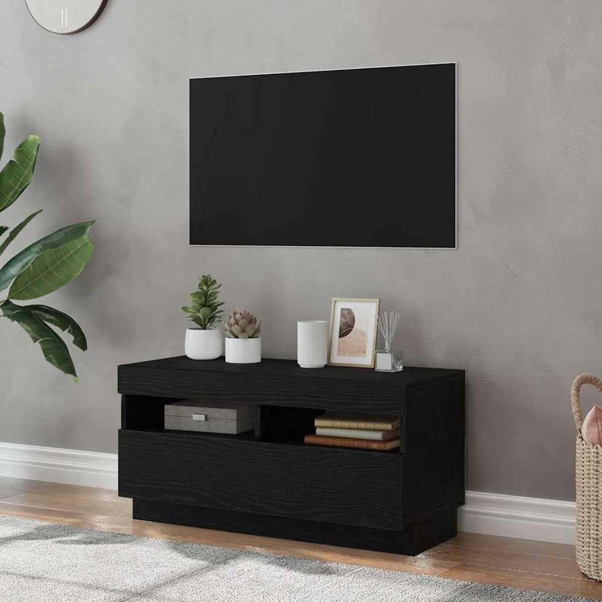 Tv-kast - Televisiekast televisietafel - Woonkamer organiseren - Modern minimalistisch design - 80 x 35 x 40 cm - Zwart