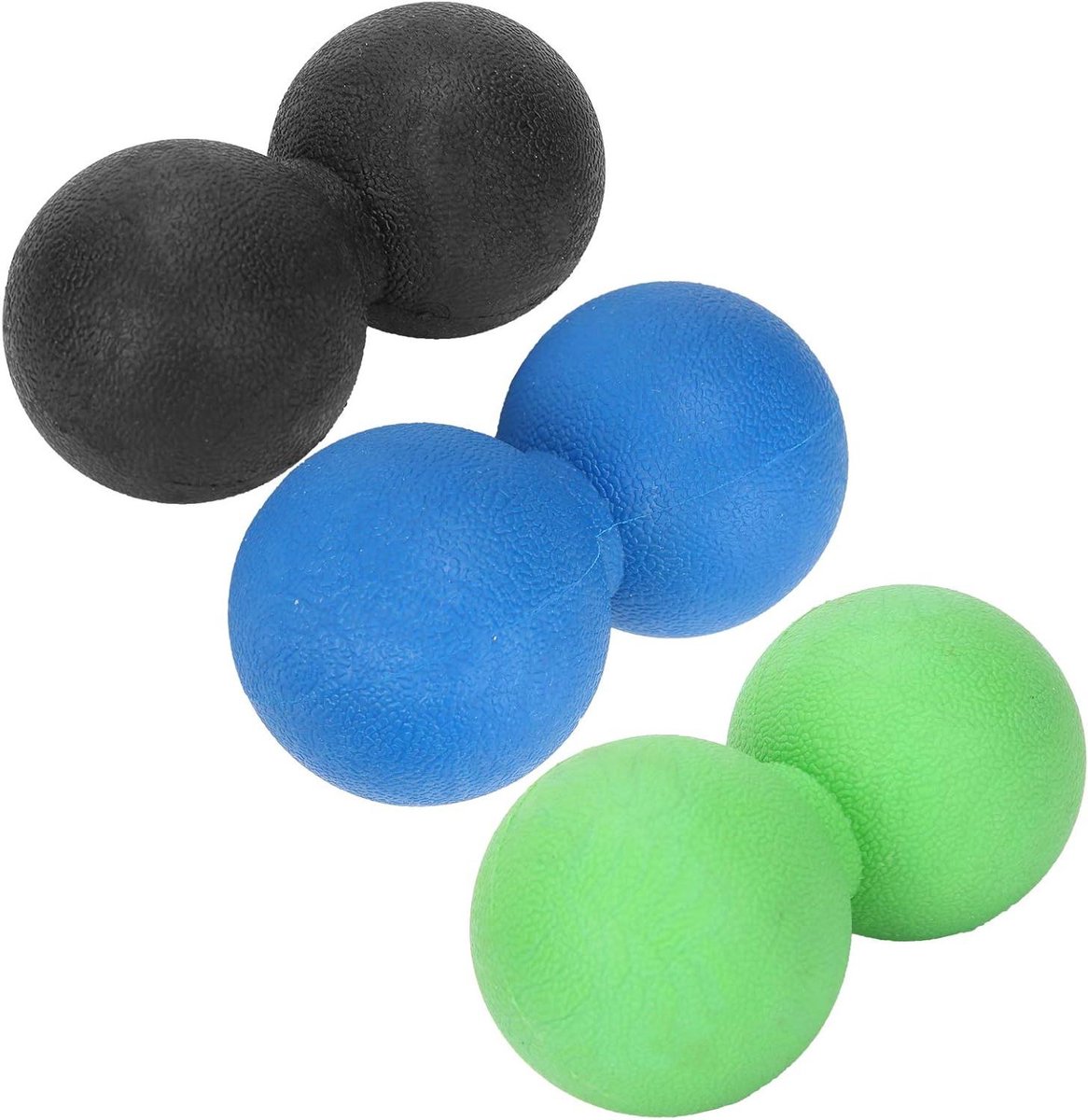 Pinda Massagebal - Yogabal Spierontspanning - Zelfmassage Lichaam - Unieke Pinda Vorm - 12.1 x 6.1 cm - Zwart Groen Blauw