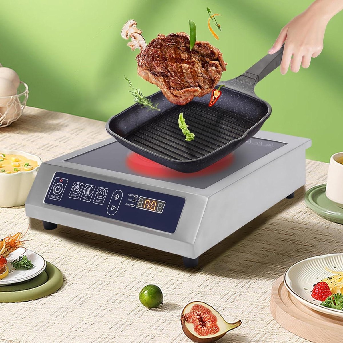 Inductiekookplaat Enkele Kookplaat Draagbare Kookplaat Camping Snel Koken Thuis Veiligheidsslot Timer