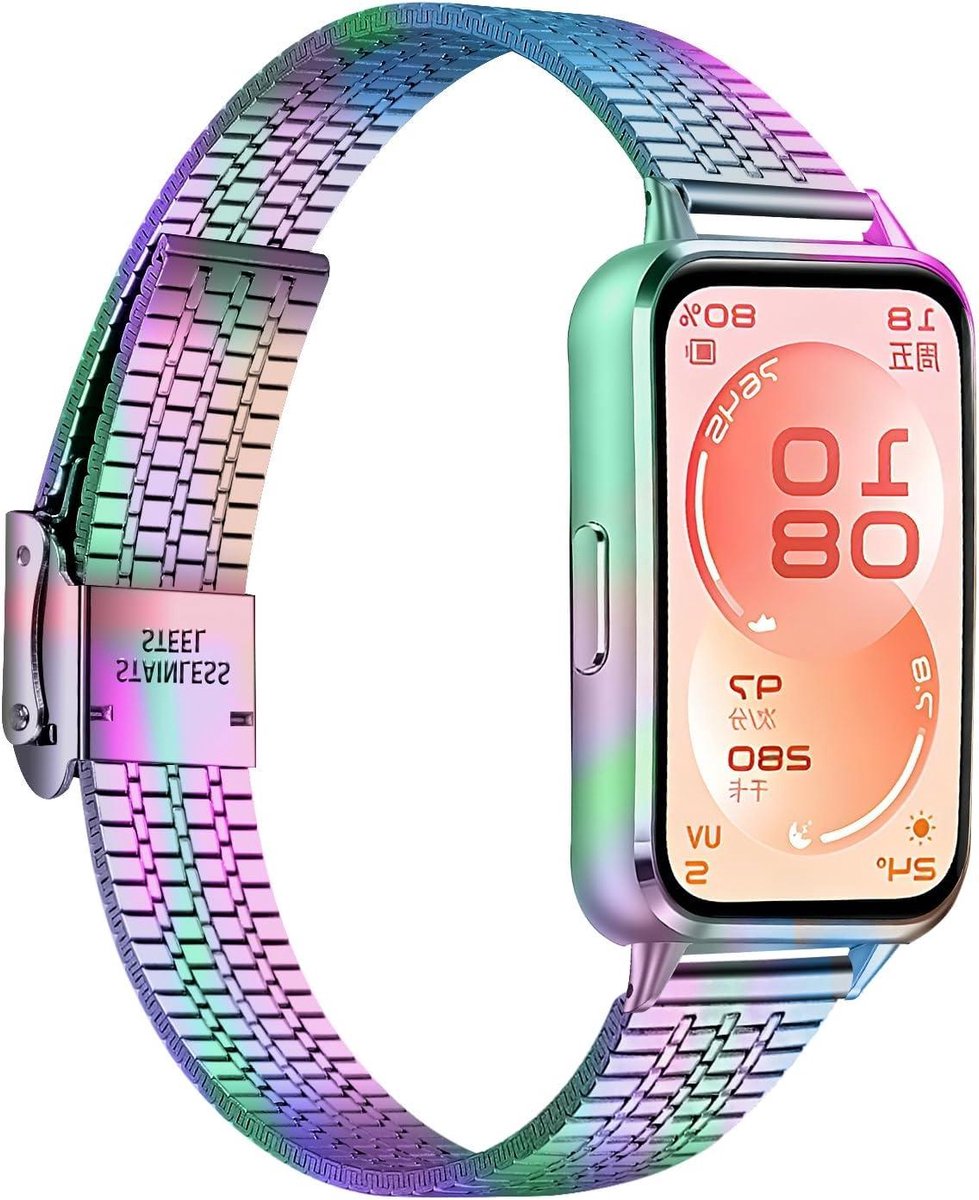 Metalen horlogeband - RVS band Sportband - Smartwatch dragen - Verstelbare gesp - 140-210 mm polsmaat - Zilver