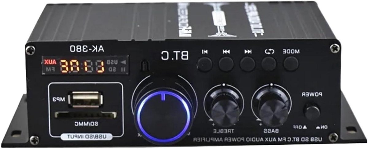 Bluetooth Versterker - Hifi Audio Amp - Muziek Afspelen - Aluminium Behuizing - 40W RMS - Zwart