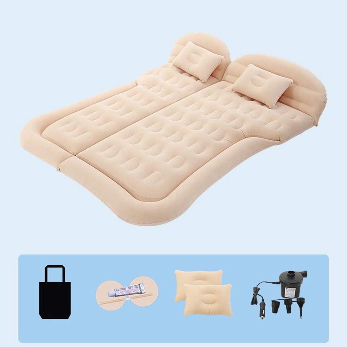Auto Luchtbed - Opblaasbaar Matras - Kamperen en Reizen - Draagvermogen 260kg - Universeel - Beige