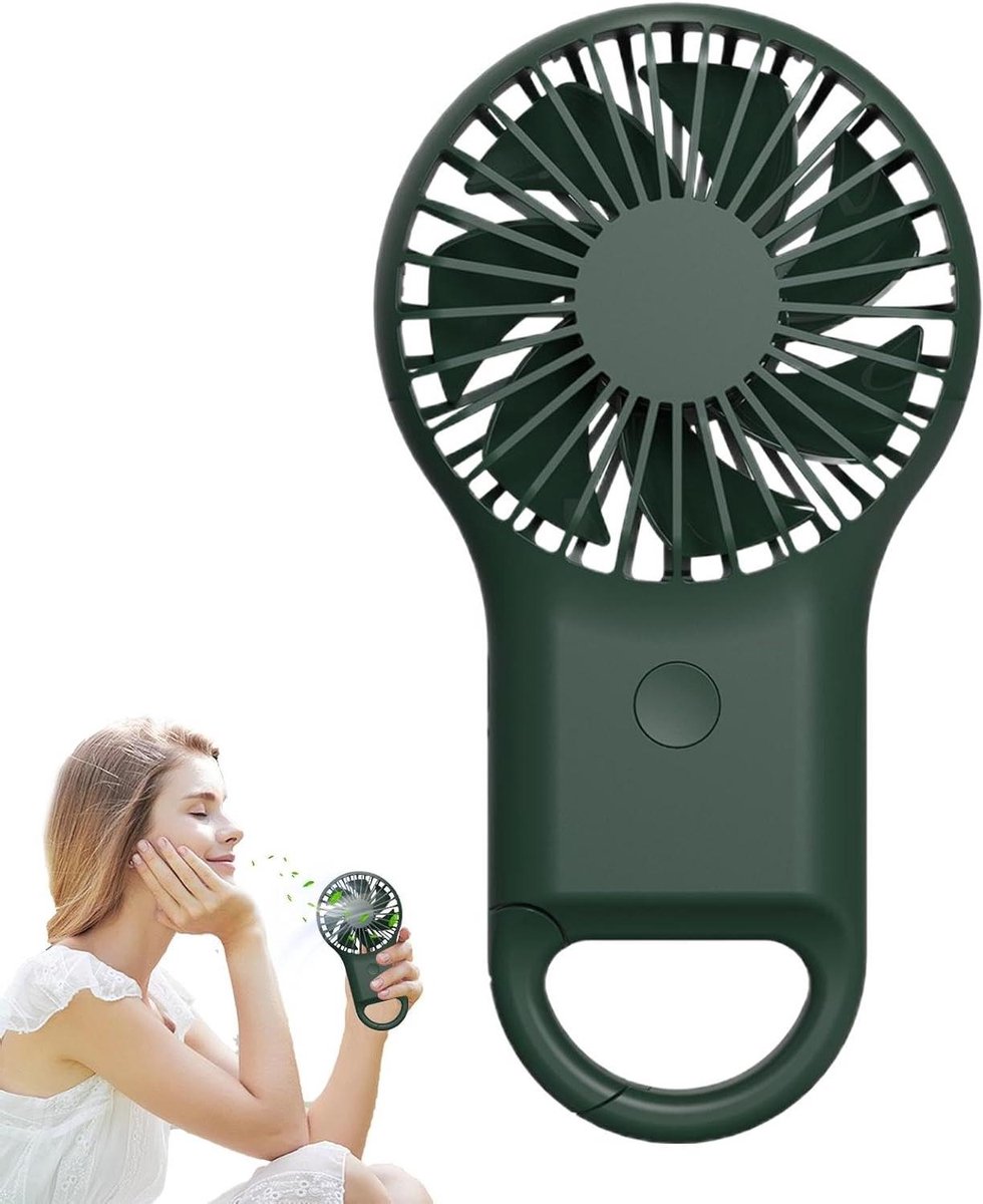 Ventilator met Karabijnhaak - Draagbare Fan - Buitenactiviteiten - Handsfree Koeling - 15 cm - Groen