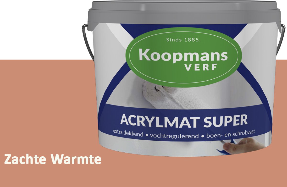 Koopmans Acrylmat Super Matte Muurverf – Professionele Binnenmuurverf en Buitenmuurverf – Reukarm en Afwasbaar – Zachte Warmte – 2,5 liter