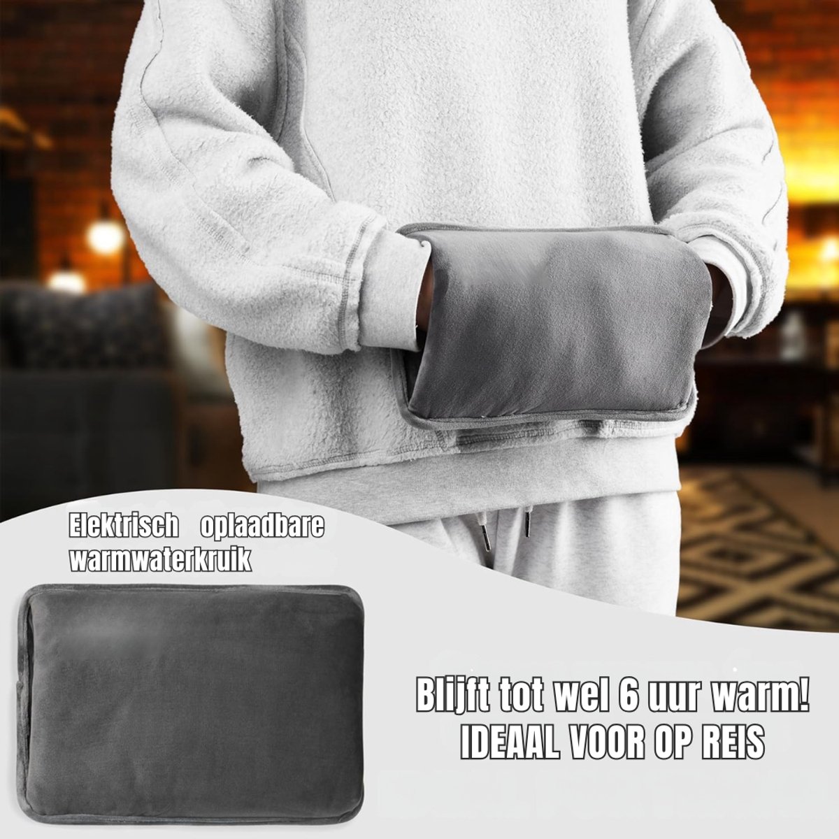 AHD® Elektrische Kruik - Kruik - Warmtezak - Zwart - 31cm x 26cm x 8cm