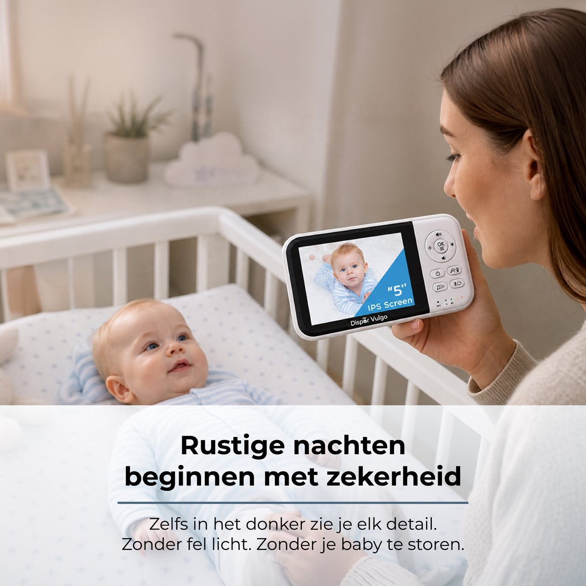 Dispar Vulgo Babyfoon met Camera 3.2 Inch – Video Baby Monitor – Nachtzicht – VOX Modus – Temperatuurweergave – Terugspreekfunctie - thumbnail 3