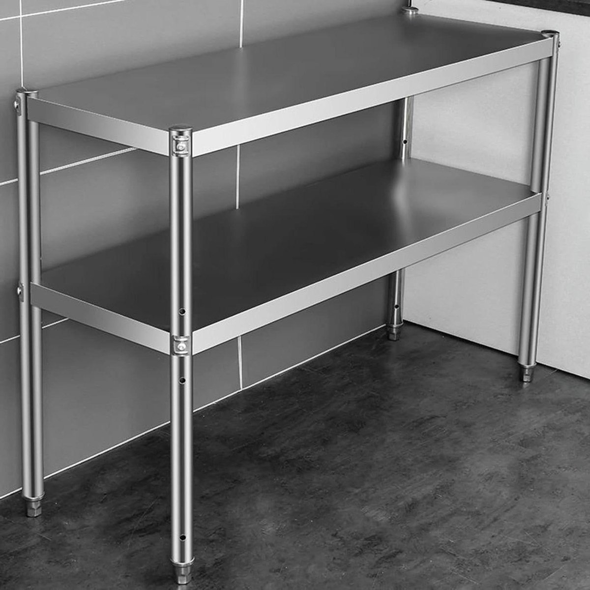 Verstelbare Kast Plank - Keukenrek Unit - Ruimte Besparen - Twee Lagen - N.v.t. - Zilver