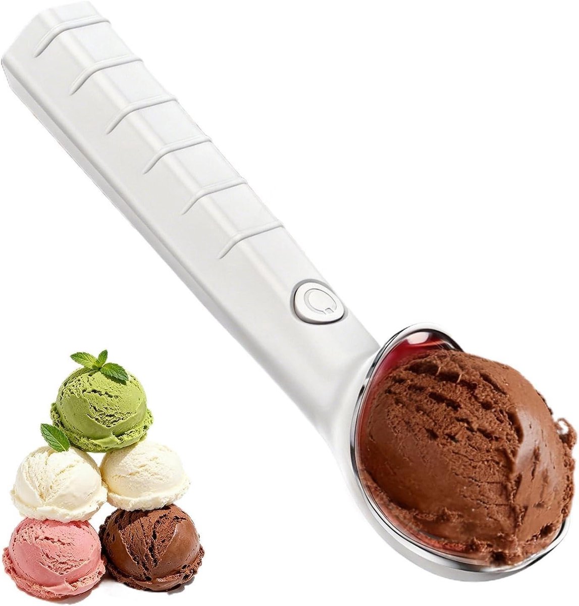 Elektrische ijsschep - Scooper lepel - Desserts maken - Automatische ontdooiing - 21x6 cm - Wit