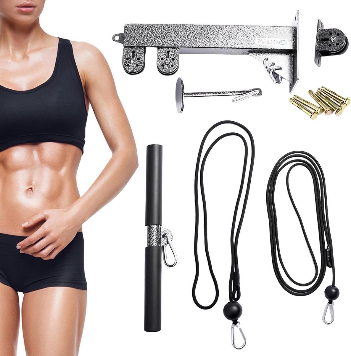 Kabel Katrol Systeem - Fitness Katrol - Kracht Training - 360 Graden Draaibaar - 100 kg Capaciteit - Zilver