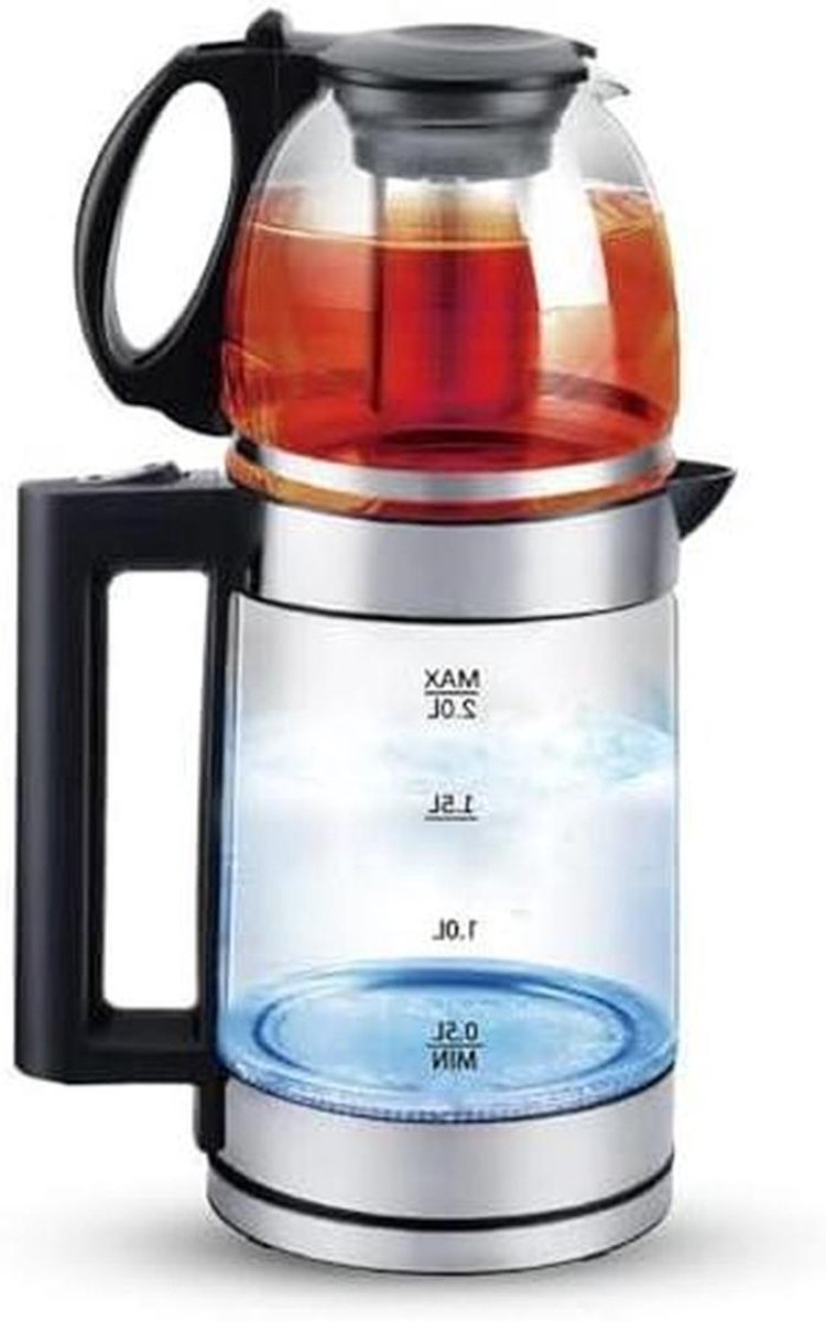 Elektrische Theepot - Waterkoker - Warme Dranken Maken - Constante Temperatuur - 2L + 0.8L - Transparant Glas