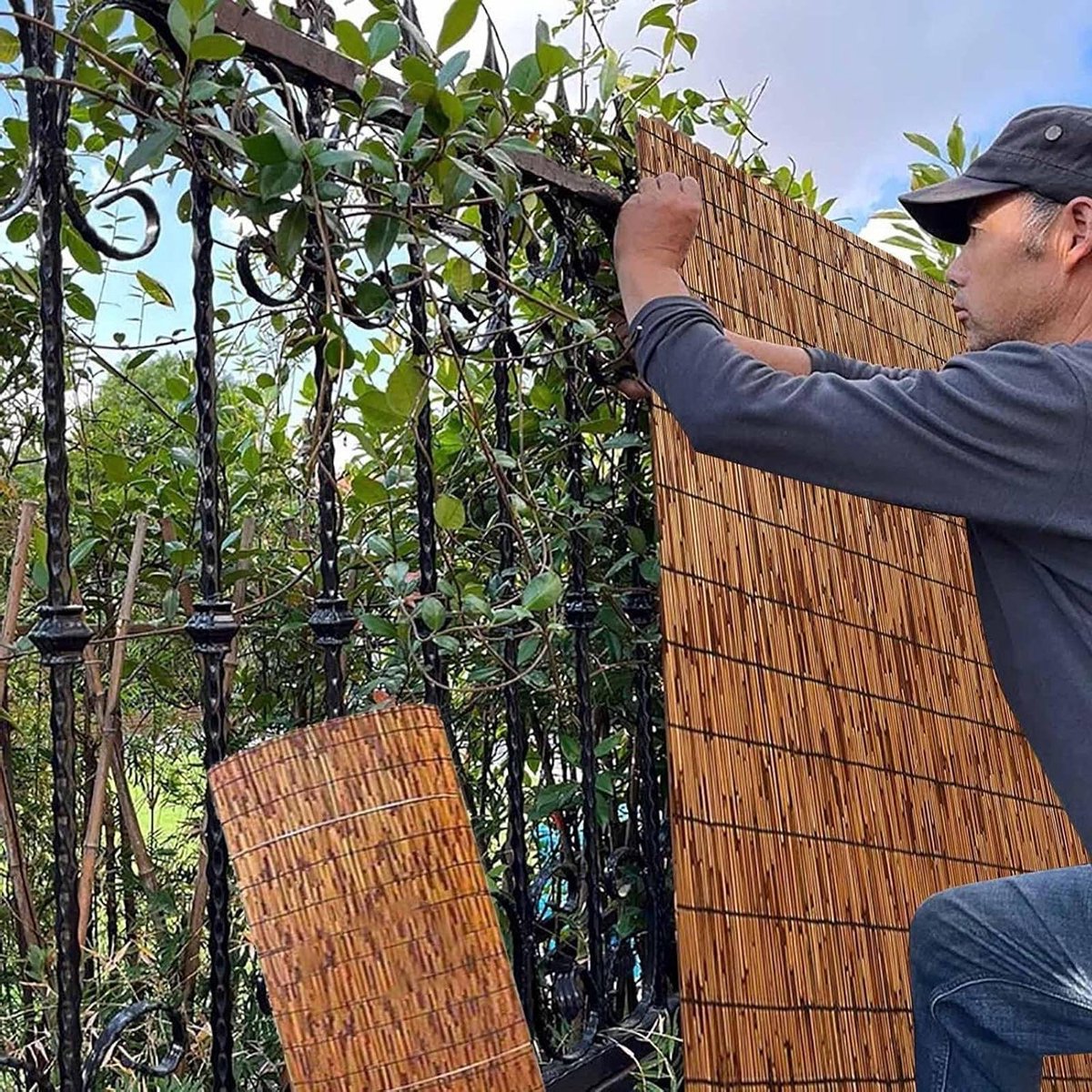Balkon Privacy Scherm - Tuinhek Bamboe - Meer Privacy Creëren - Natuurlijk Riet Handgeweven - Aanpasbare Maat - Natuurlijk