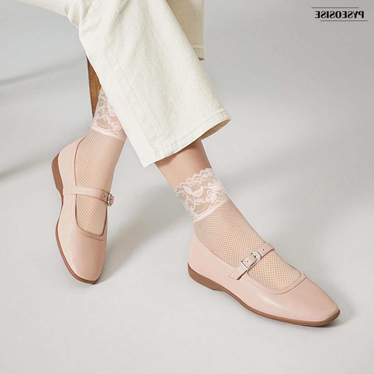 Ultra Dunne Net Kousen voor Dames, 6 Paar Rimpelrand Kousen, Transparante En Elastische Ankelsokken Maat 32-38