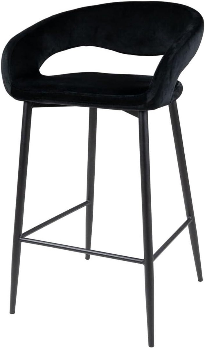 Barkruk Lenn - Stoel fluweel - Aanrecht Zitten - Luxe uitstraling - 38 cm diepte - Zwart