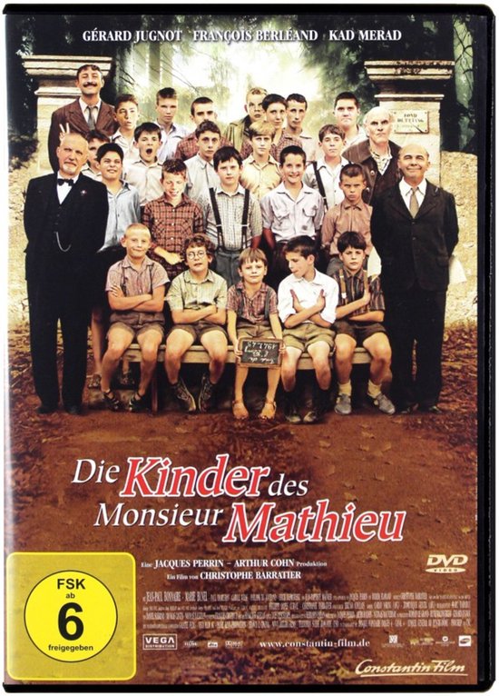 DVD-hoes: Jongens in schooluniformen, mannen in pak. Tekst: Die Kinder des Monsieur Mathieu.