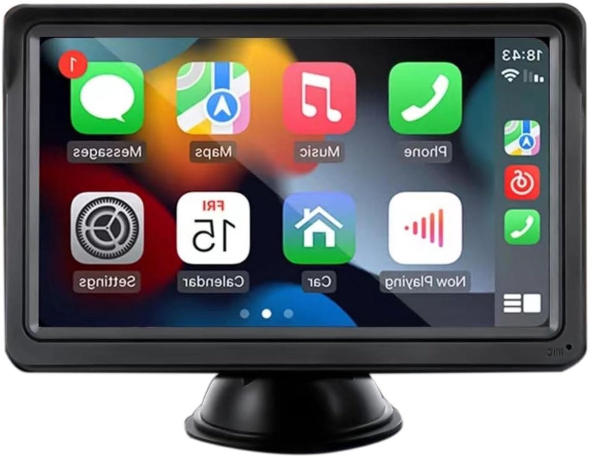 Draadloze Autoradio - Auto Scherm - Navigatie en Muziek - CarPlay Android Auto - 7 inch - Zwart