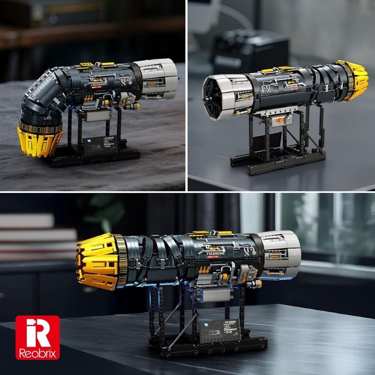 Reobrix 33014 F35 Straaljager vliegtuig motor bouwset | Speed engine icons modelbouw | Creator speelgoed ideas voor expert volwassenen & kinderen | Champions builders edition | Accu niet geschikt voor Lego technic | Bouwdoos met 1812 bouwstenen — afbeelding 8