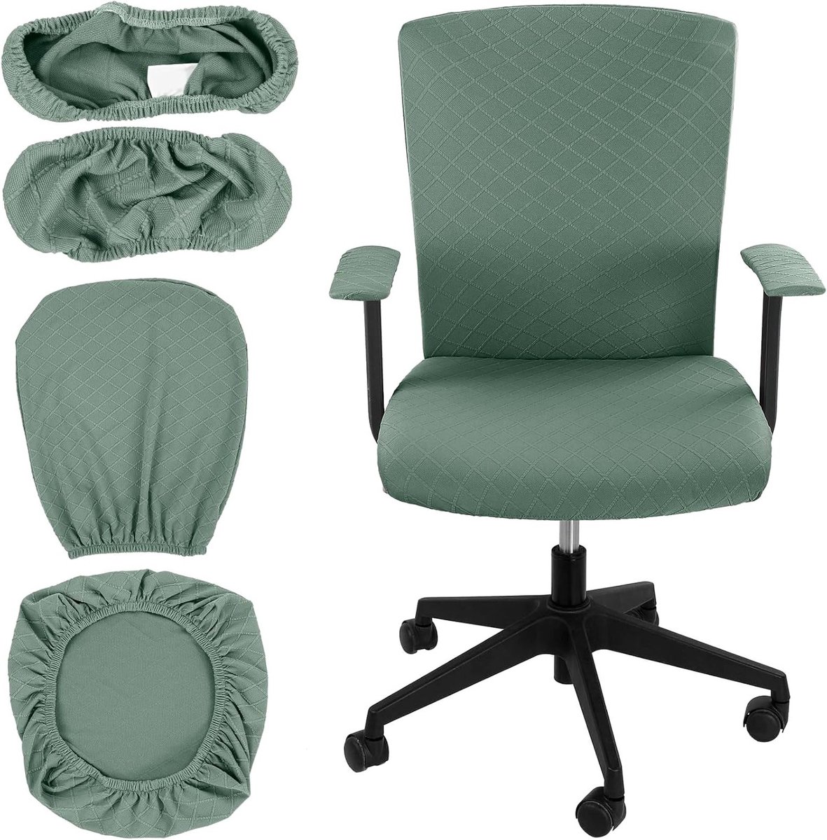 Elastische Bureaustoel Hoesjes - Olijfgroen Rekbare Zitbekleding voor Draaistoelen, Bescherming en Comfort voor Bureau en Armleuningen