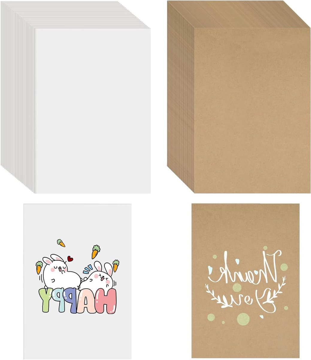 A6 Kraft Papier Postkaarten, Dubbelzijdige Lege Kaarten voor Creatieve DIY Projecten, 350 gsm, Perfect voor Handgemaakte Kaarten en Ambachtelijke Ontwerpen