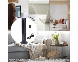Torenventilator - Staande ventilator - Kamer Koelen - Simuleert Natuurlijke Wind - 10.8 cm - Zwart