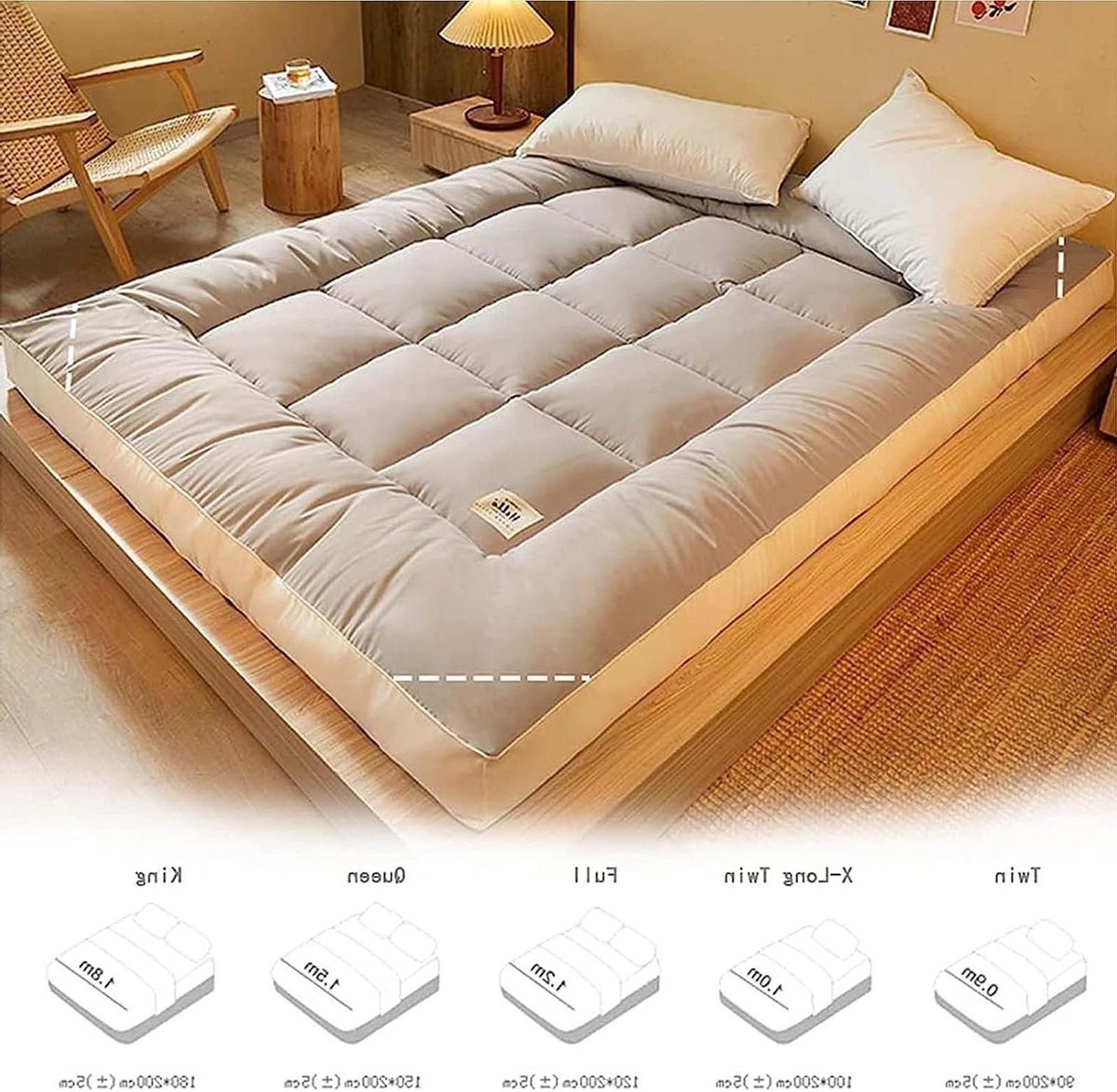 Japanse Futonmatras - Vloermatras Opvouwbaar - Comfortabel Slapen - Drielaags Ontwerp - 90 x 200 cm - Donkerblauw