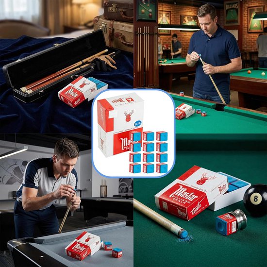 Biljart Tiza Set - Taco Accessoires - Precisie Verhogend - Anti-glijdend Effect - 12 Stuks - Blauw — afbeelding 4