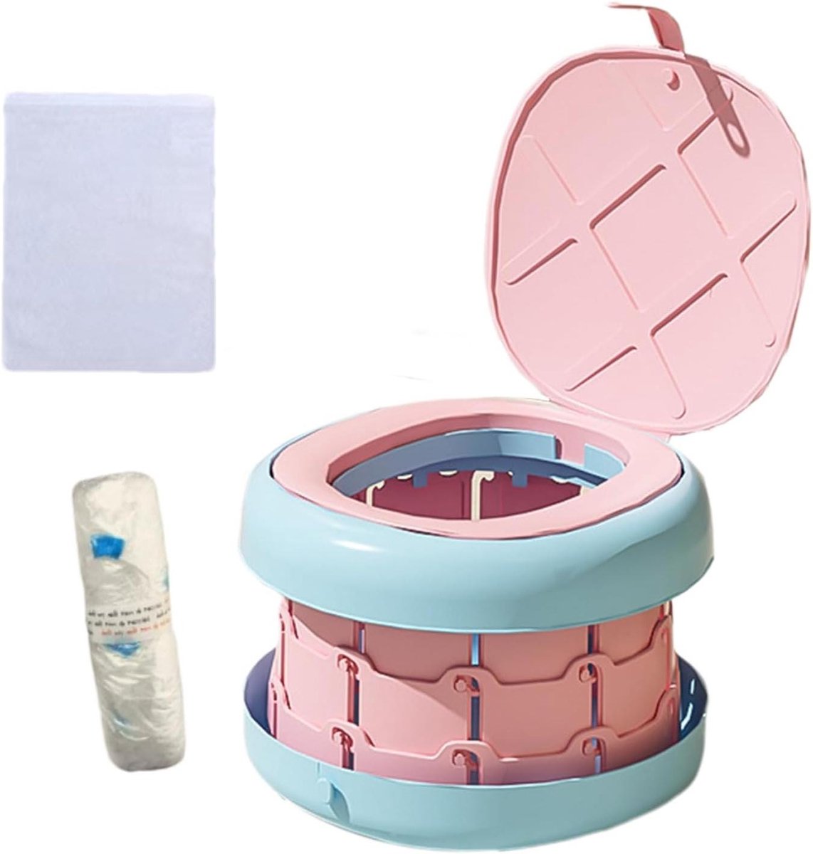 Draagbaar Potje - Reispotje Kinderen - Zindelijkheidstraining Buitenshuis - Opvouwbaar en Hygiënisch - 28x11.7cm - Roze