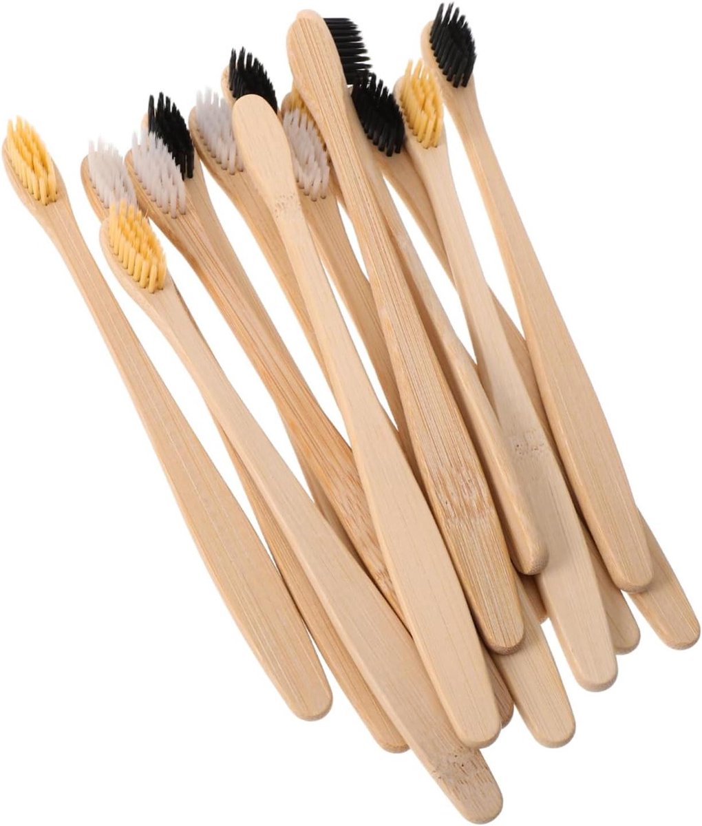 Bamboe Tandenborstels - Reis Tandenborstel - Mondhygiëne Onderweg - Zachte Borstelharen - 17.7 cm - Beige