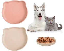 Set van 2 ronde kattenkommen met antislip zuignap, ideaal voor droog en nat voedsel, duurzaam en gemakkelijk schoon te maken