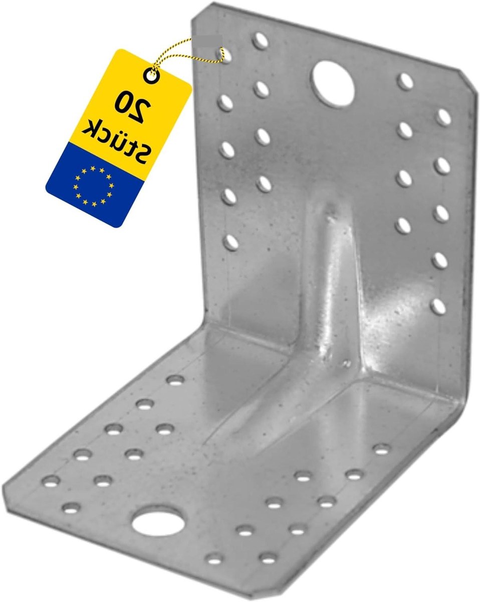 DMX balkenschoen - Verbindingshoek - Houtverbinding maken - Versterkte hoek - 105 x 105 mm - Zilverkleurig
