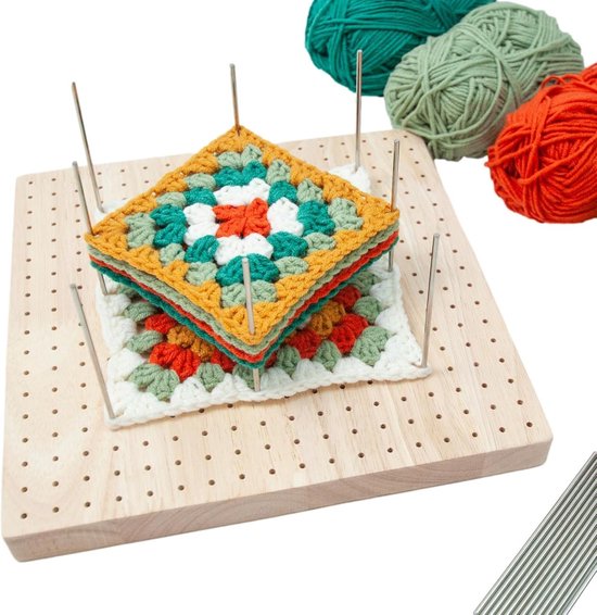 Haakblokkeerplank - Breiplaat Haken Mat - Haken en Breien - Massief Houten Constructie - 23 x 23 cm - Niet gespecificeerd — afbeelding 4