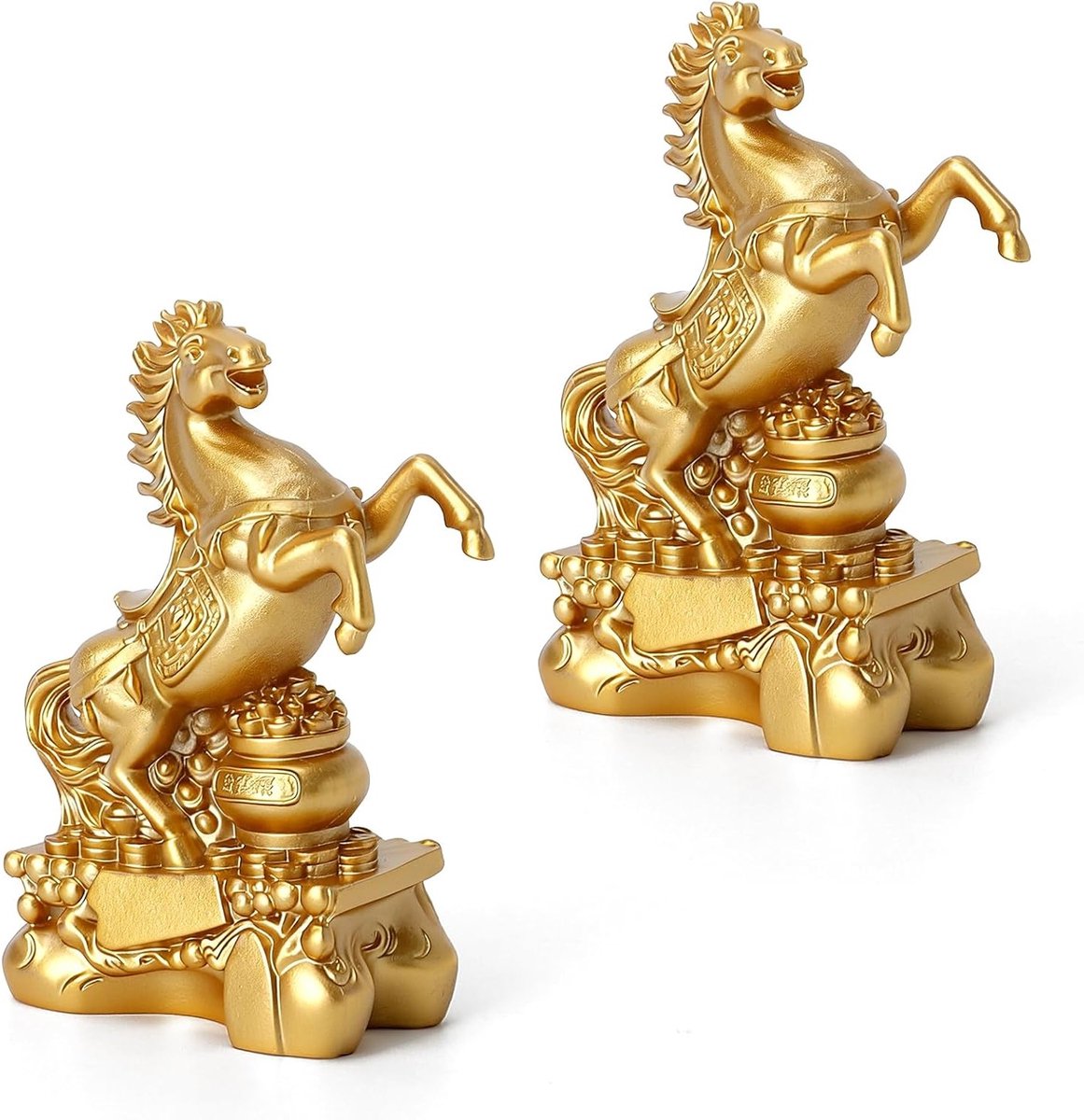 Decoratieve Paardenstandbeelden van Hars, Jaar van het Paard 2026, Gouden Paard Ornamenten, Aziatische Interieurdecoratie en Zodiac Decoraties