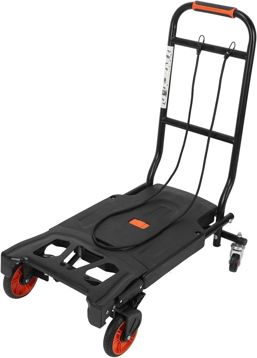 Steekwagen met Platform - Handwagen Trolley - Materiaal Verplaatsen - Dubbel Doel Ontwerp - 180 kg draagvermogen - Zilver