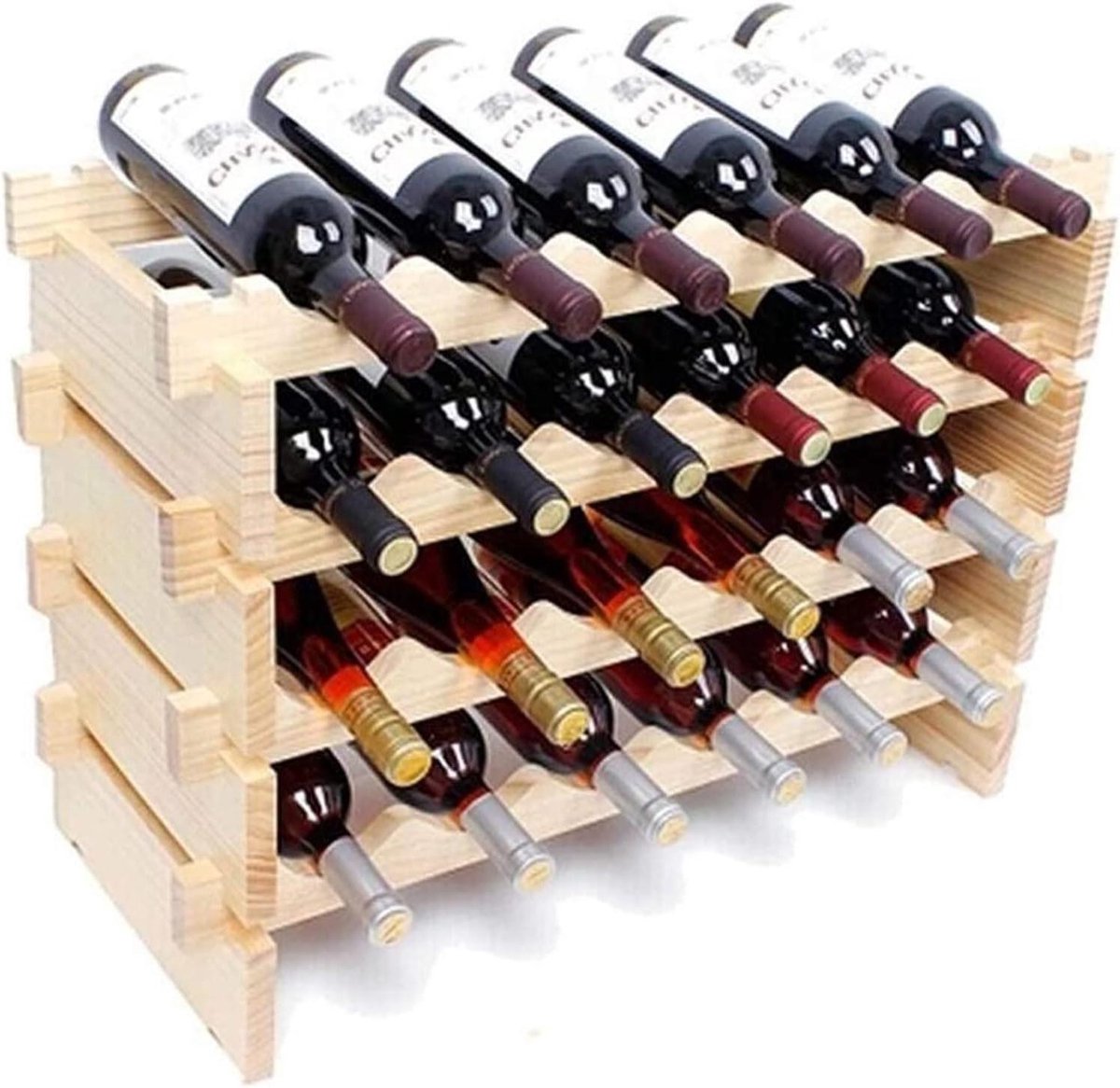 Wijnrek Hout - Wijnplank Kast - Wijn Opslag - Gesuperponeerde Ornamenten - 1 Stuk - Rood