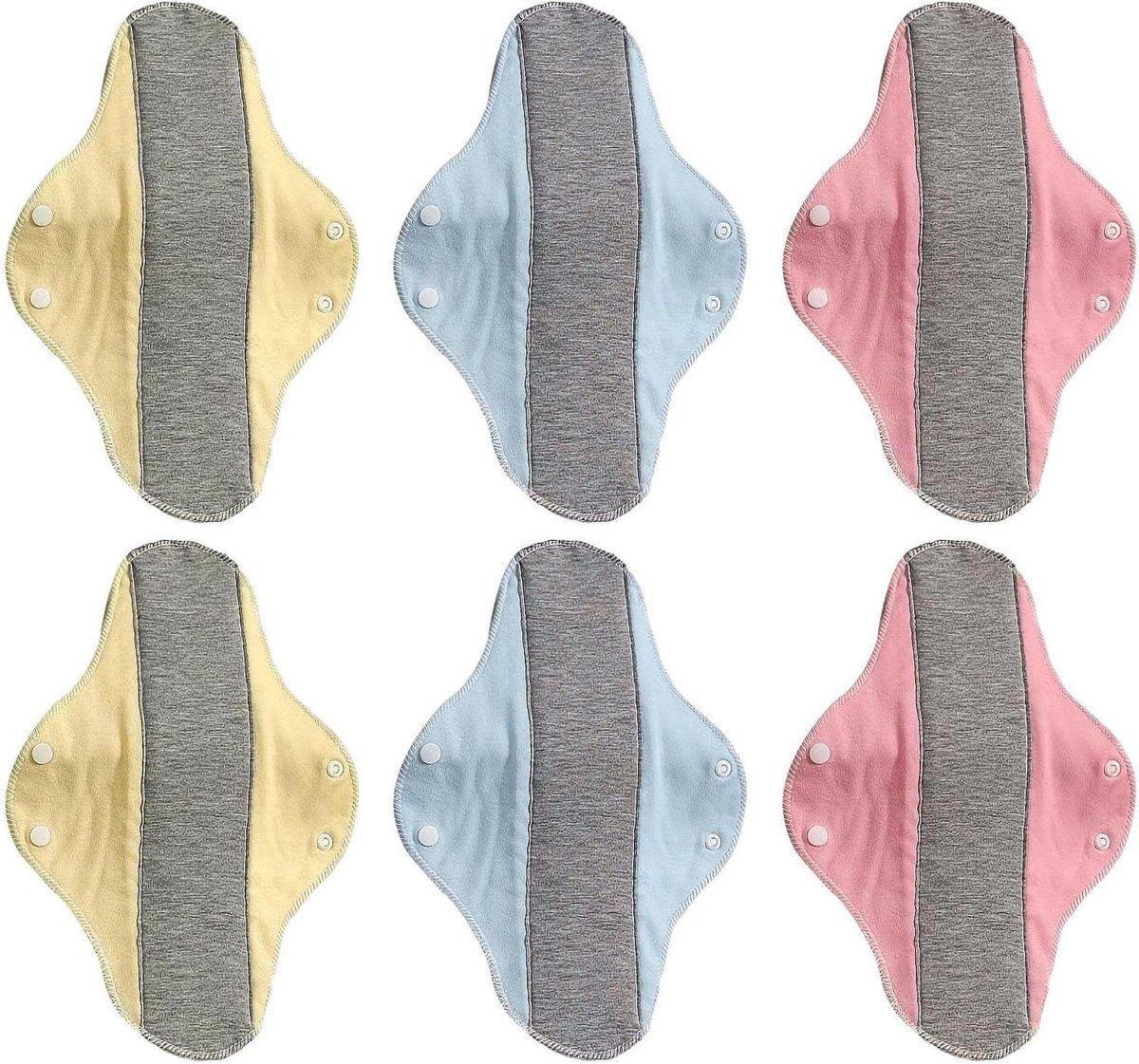Herbruikbaar Maandverband - Wasbare Pads - Menstruatiecomfort - Lekvrij Waterdicht - 6 stuks - Blauw Geel