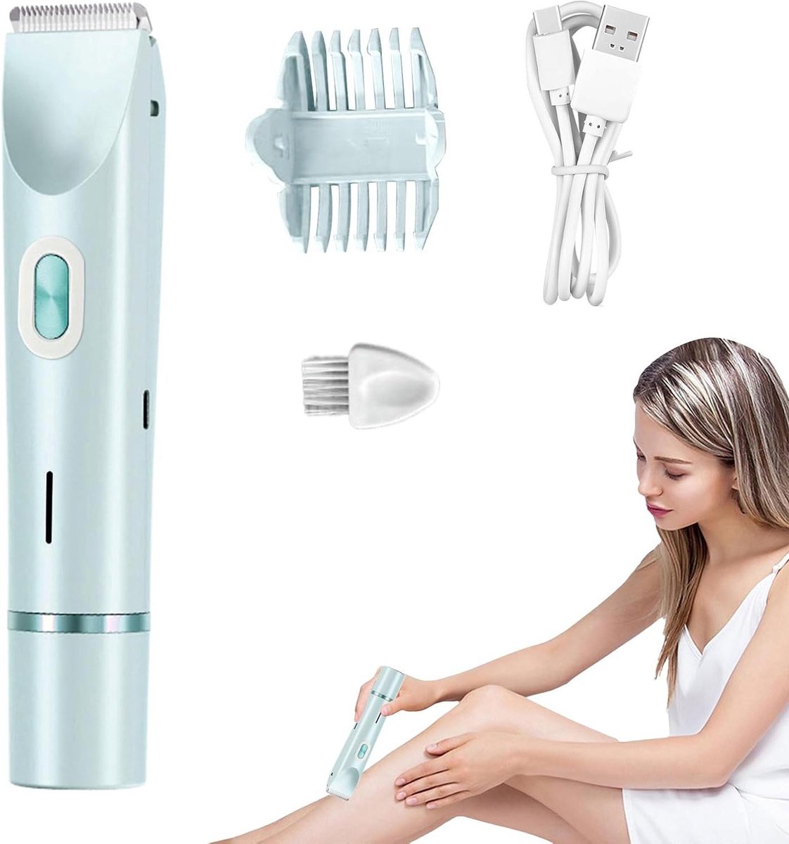 Elektrische Bikini Trimmer - Dames Scheerapparaat - Persoonlijke Verzorging - Dubbele Trimkop - 175 cm - Wit