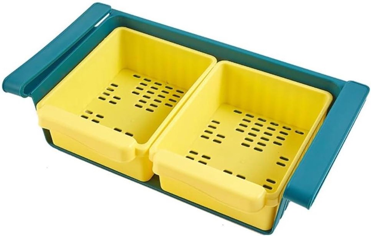 Voedselcontainer Koelkast - Vershouddoos Lade - Voedsel Opslaan - Met Waterafvoer - 335x155x9cm - Blauw Geel