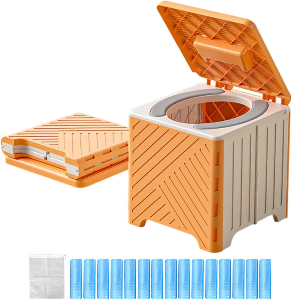 Campingtoilet - Draagbaar WC - Buitenactiviteiten - Montagevrij - 24D x 7B x 24H cm - Oranje