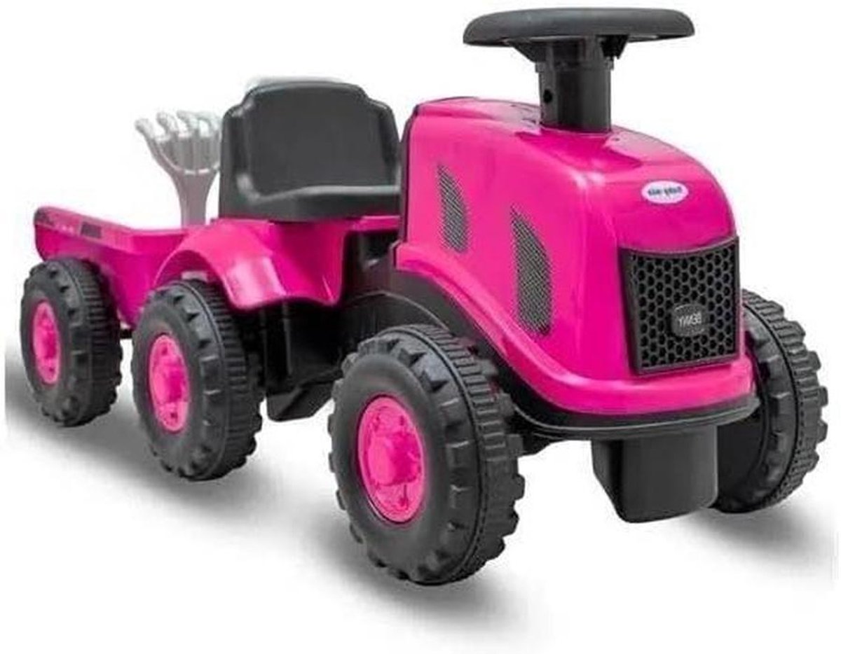 Rijstractor met Aanhanger - Boerentractor Speelgoed - Buiten Spelen - Afneembare Aanhanger - 89 x 32 x 355 cm - Roze