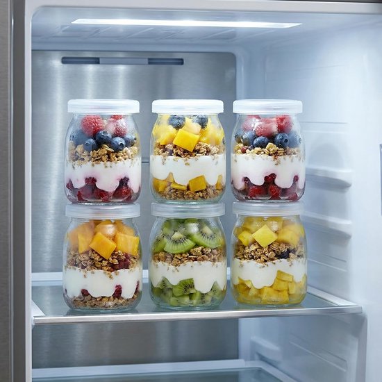 Yoghurt Glazen met Deksel - Dessert Potjes Herbruikbaar - Maaltijden Voorbereiden - Hoogwaardig Glas - 200 ml - Transparant — afbeelding 3